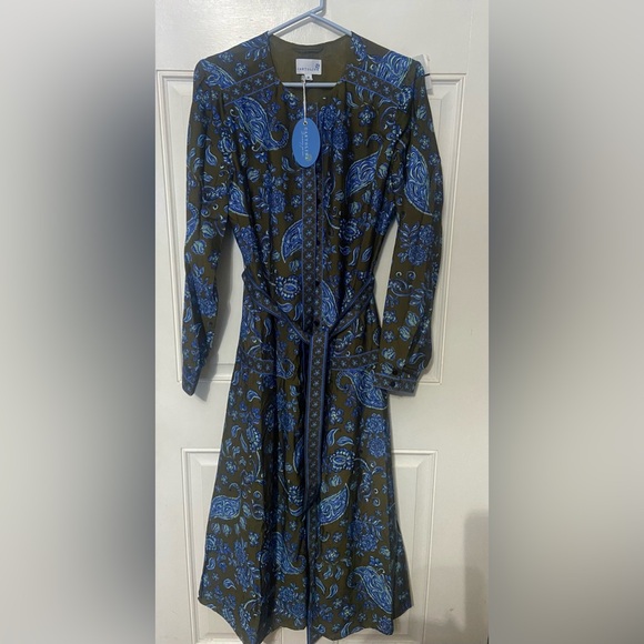 Elegant Blue and Brown Midi Dress - Picture 5 of 7